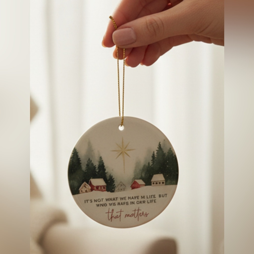 Gift Glow Ceramic Christmas Ornament, New in Package, 3” Diameter, Friendsship